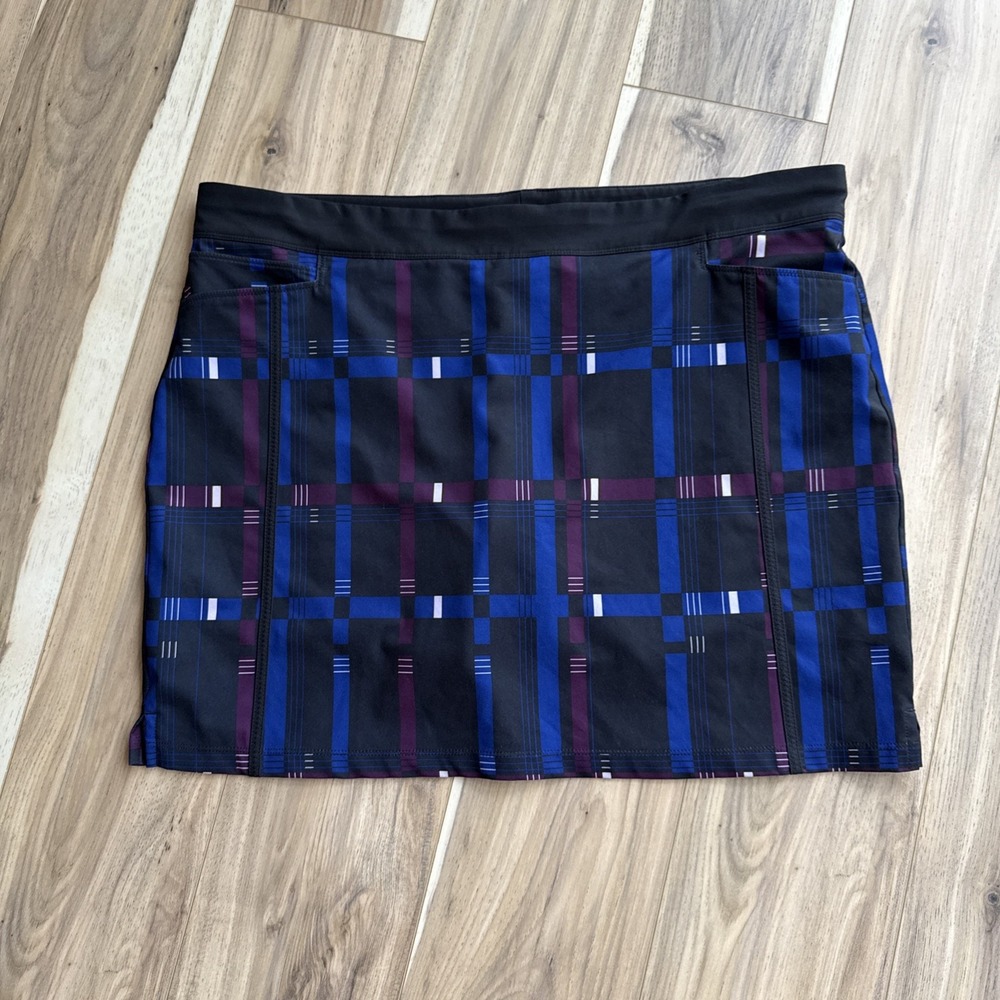 Adidas Black Golf Size XL Geometric Stretch‎ Skort Athleisure Pockets Pickleball